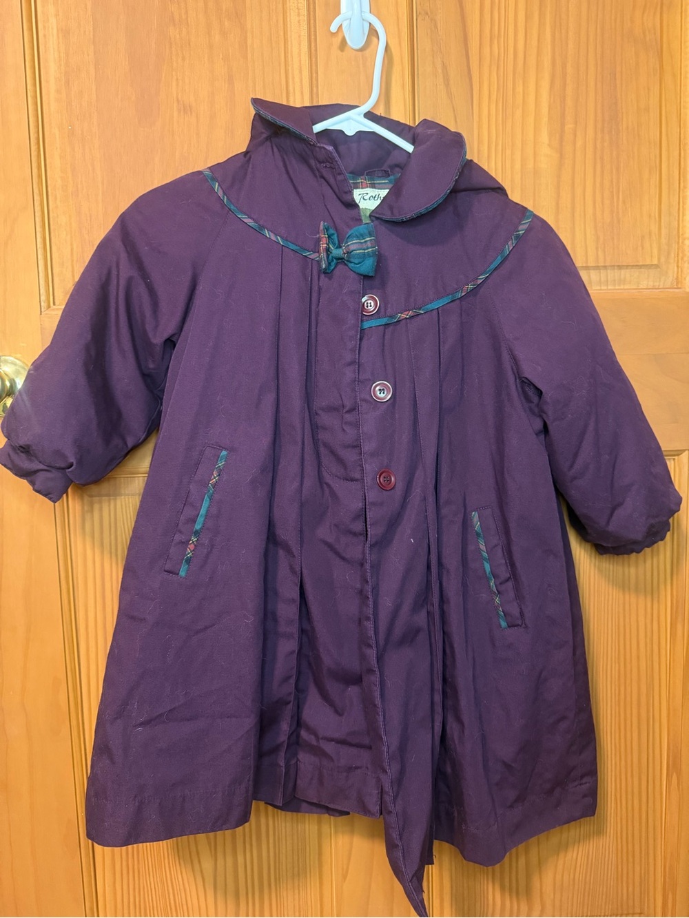 Vintage Rothschild Deep Purple faux fur lining Girls' Hooded Coat with Trim 4